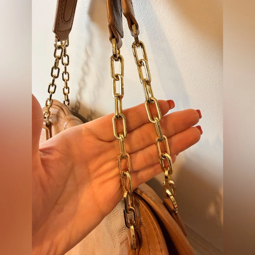 Tory Burch Leather Sammy Tote Bag,‎ Brown